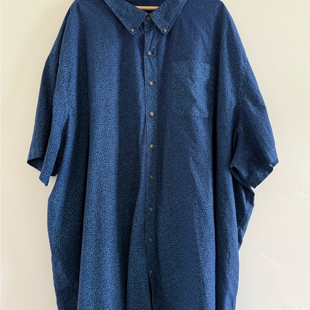 Men's Blue Button-Up Shirt‎ plus size 6Xl
